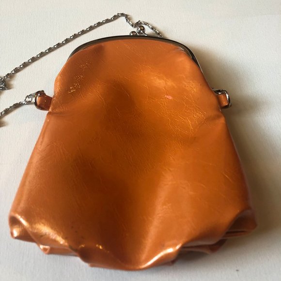 Retro Y2K Necessary Objects Coin Pouch Purse Kiss Lock Orange Wallet Wristlet - Picture 7 of 11